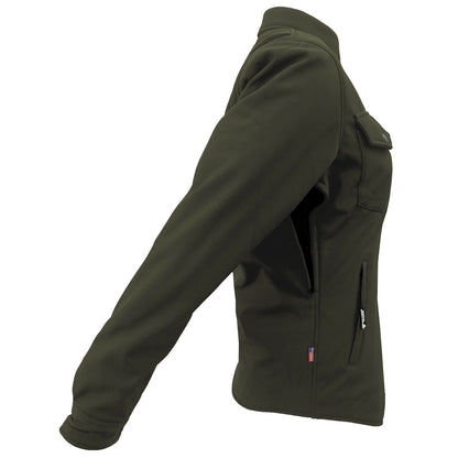 Protective SoftShell Winter Jacket for Women - Army Green Matte with Pads