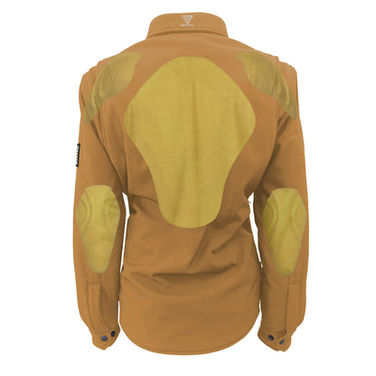 Protective SoftShell Winter Jacket for Women – Mustard Matte with Pads