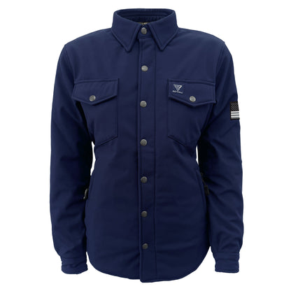 Protective SoftShell Winter Jacket for Women – Navy Blue Matte with Pads