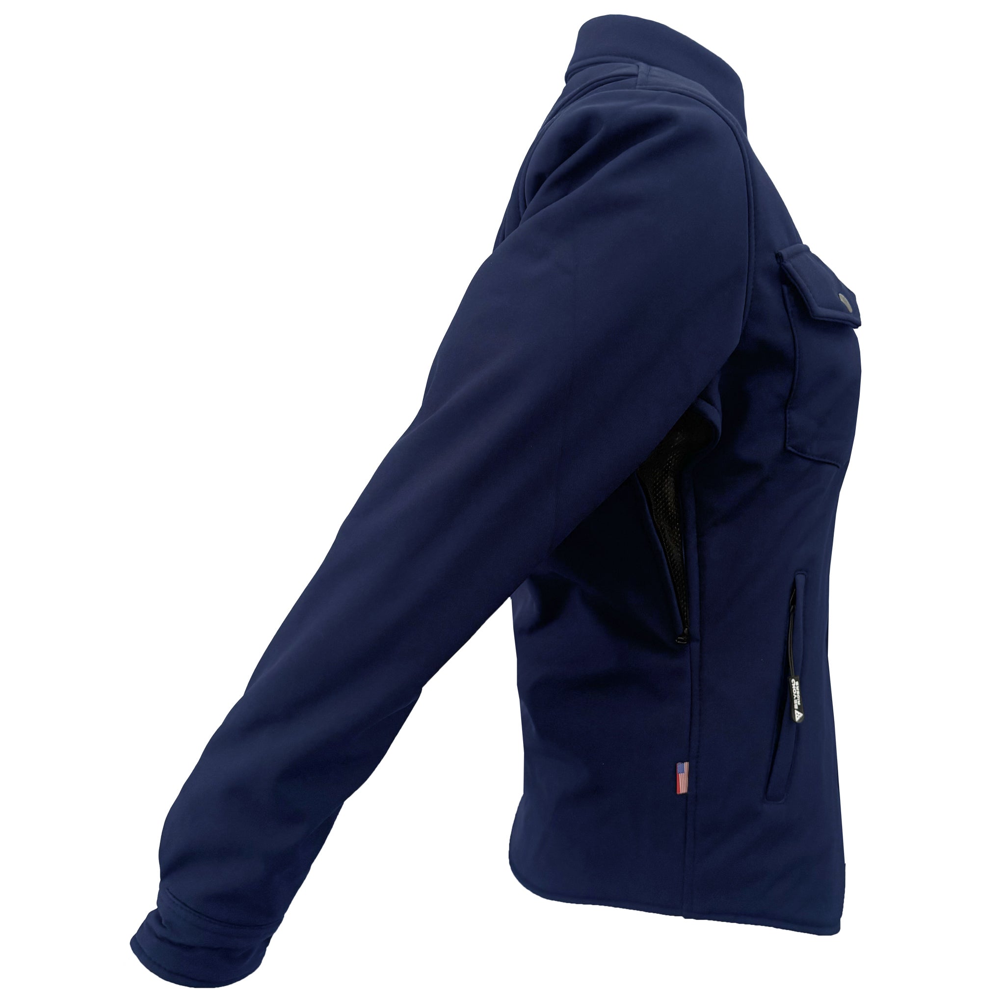 Protective SoftShell Winter Jacket for Women – Navy Blue Matte with Pads