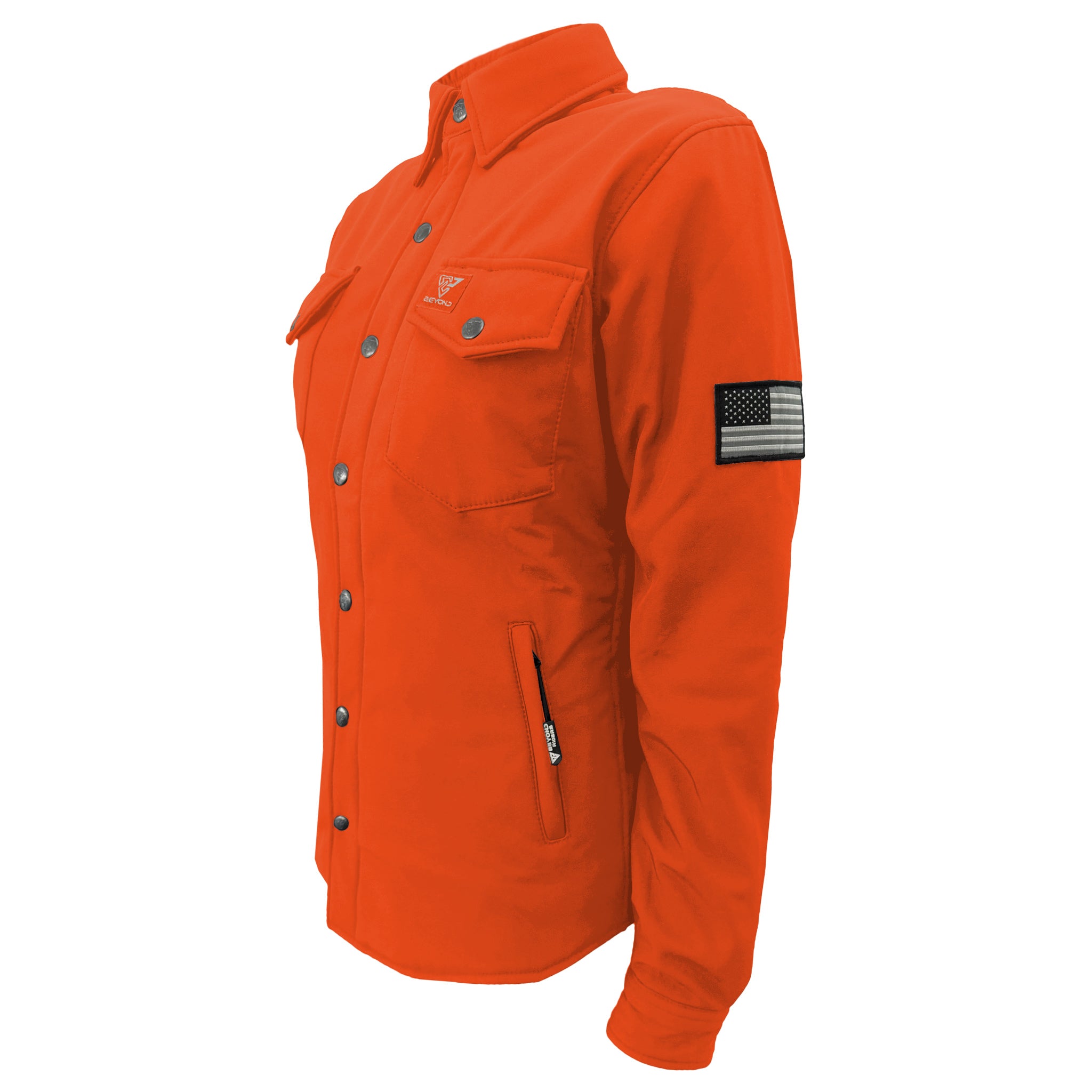 Protective SoftShell Winter Jacket for Women – Orange Matte with Pads