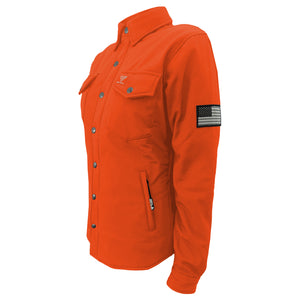 Protective SoftShell Winter Jacket for Women – Orange Matte with Pads