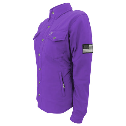 Protective SoftShell Winter Jacket for Women – Purple Matte with Pads