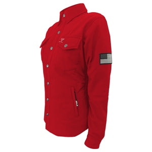 Protective SoftShell Winter Jacket for Women – Red Matte with Pads