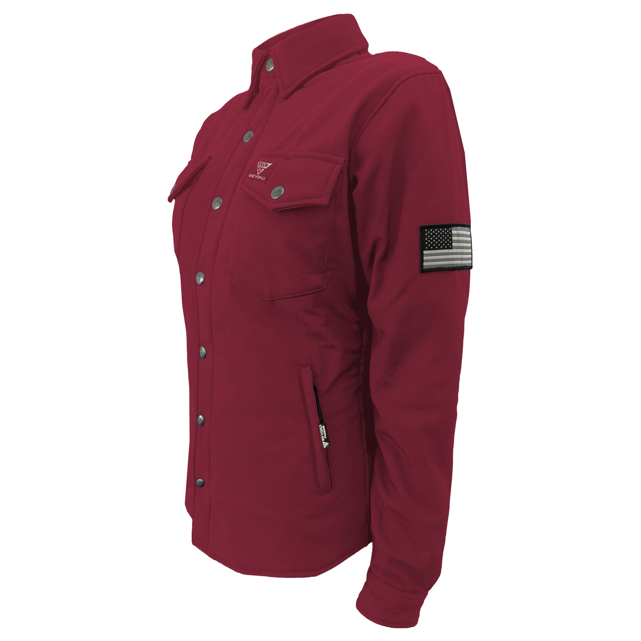 Protective SoftShell Winter Jacket for Women – Red Maroon Matte with Pads