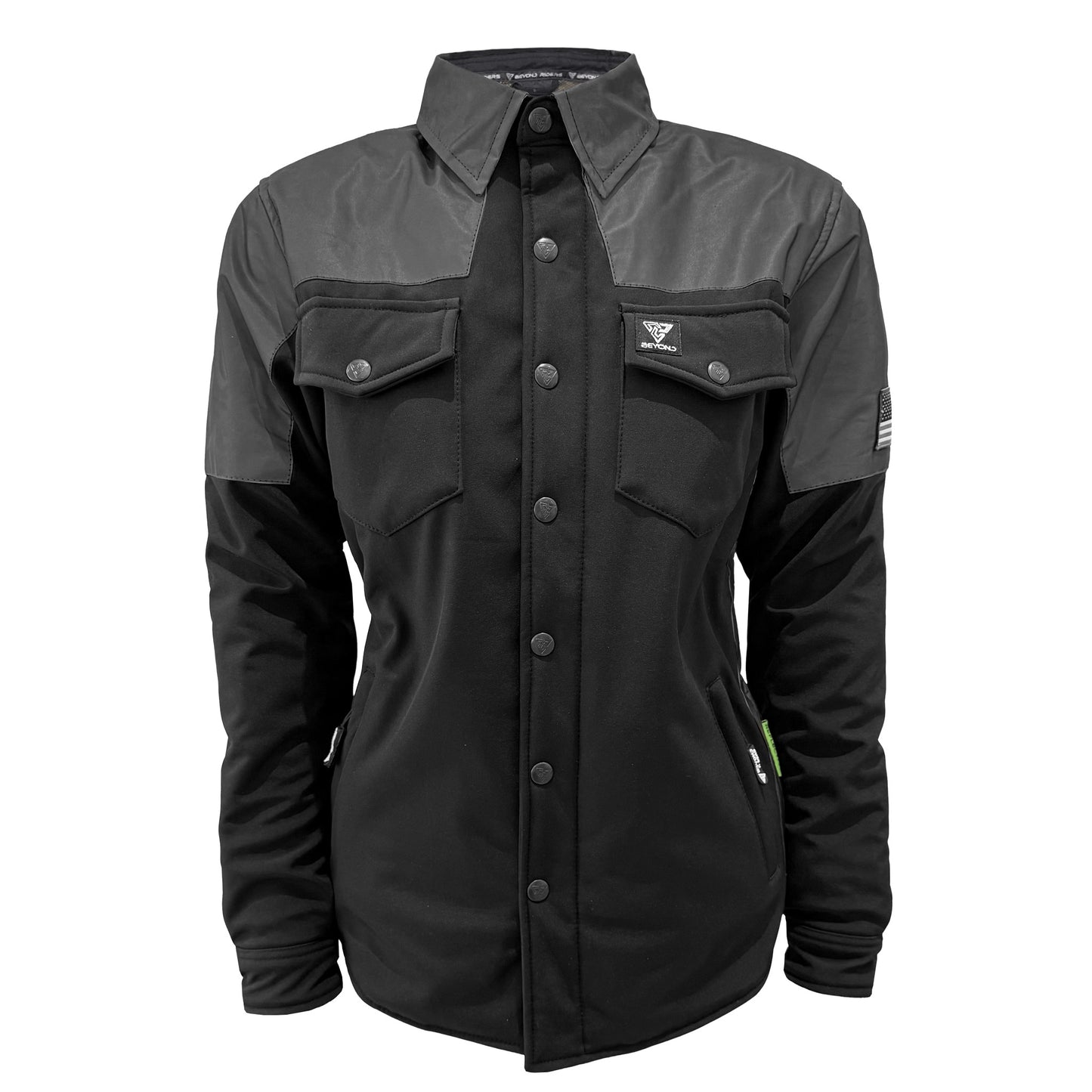 SoftShell Reflective "Nightfall Nebula" Winter Jacket for Women - Black Matte with Pads