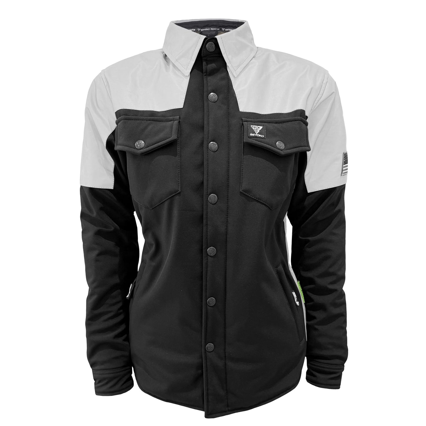 SoftShell Reflective "Alloy Ecplise" Winter Jacket for Women - Black and Silver with Pads
