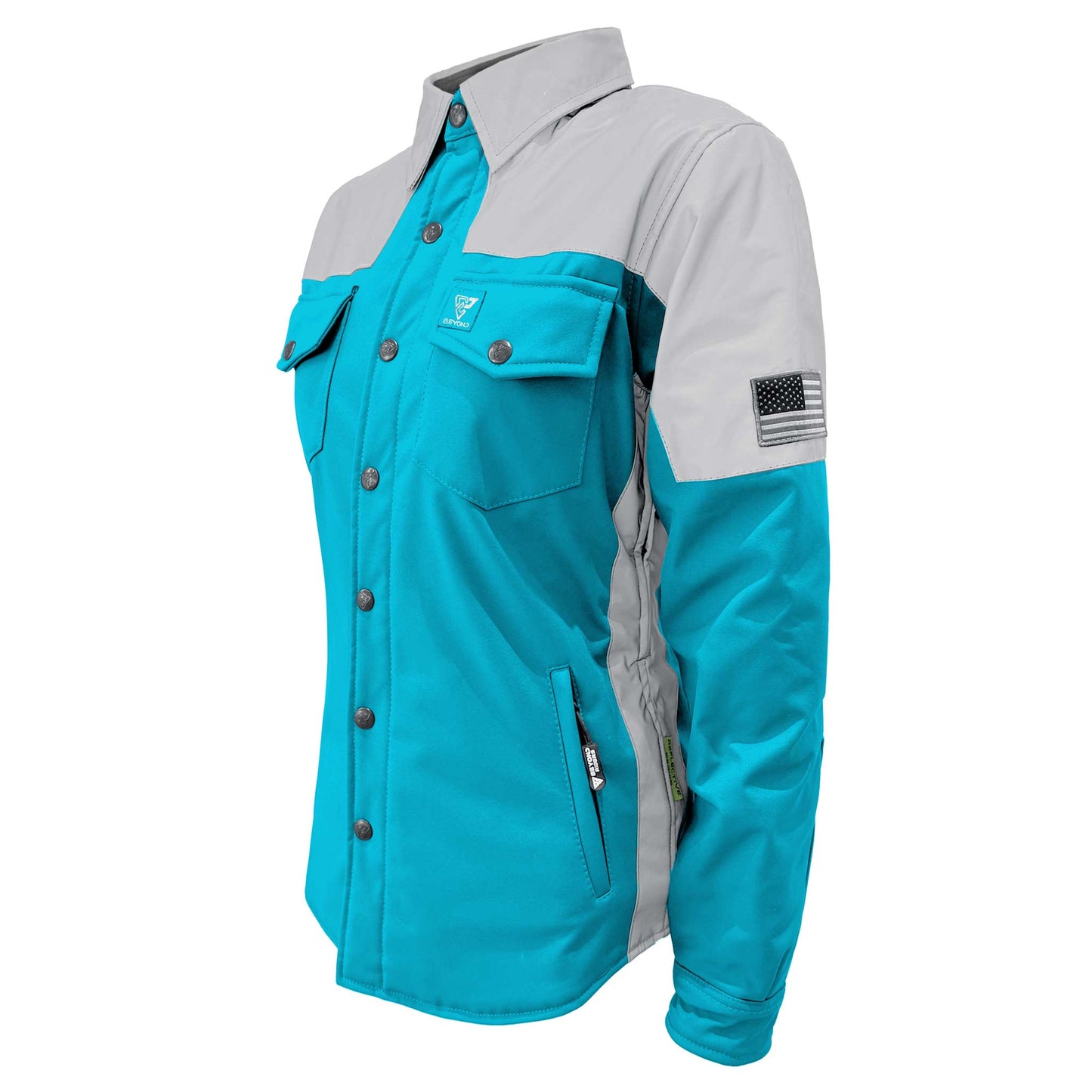 SoftShell Reflective Arctic Blue Eclipse Winter Jacket for Women - with Pads