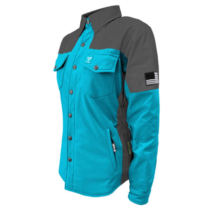 SoftShell Reflective Arctic Blue Nebula Winter Jacket for Women - with Pads
