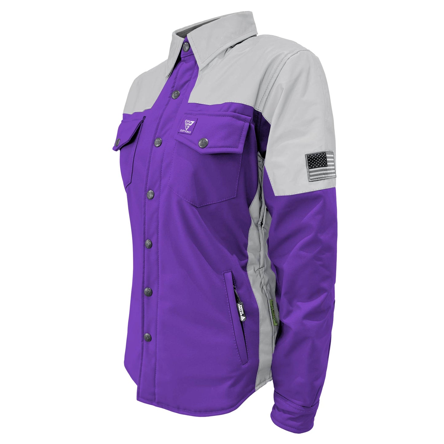 SoftShell Reflective Purple Eclipse Winter Jacket for Women - with Pads