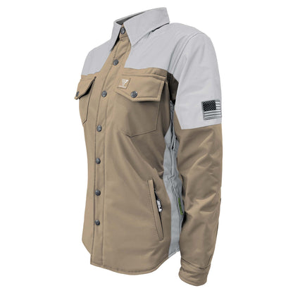 SoftShell Reflective Khaki Eclipse Winter Jacket for Women - with Pads