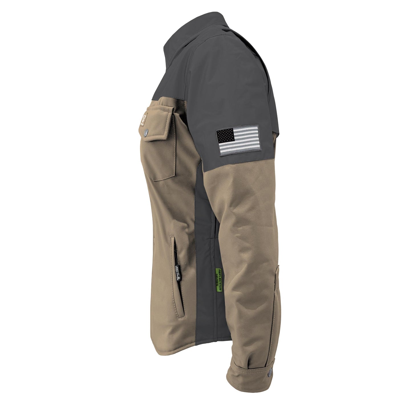 SoftShell Reflective Khaki Nebula Winter Jacket for Women - with Pads