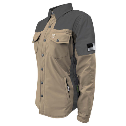 SoftShell Reflective Khaki Nebula Winter Jacket for Women - with Pads