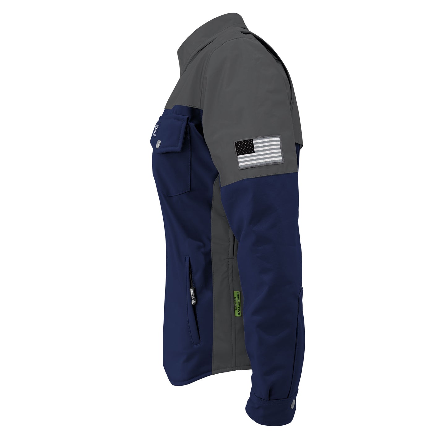 SoftShell Reflective Navy Blue Nebula Winter Jacket for Women - with Pads