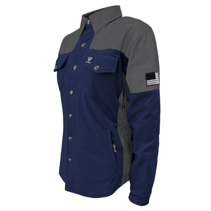 SoftShell Reflective Navy Blue Nebula Winter Jacket for Women - with Pads