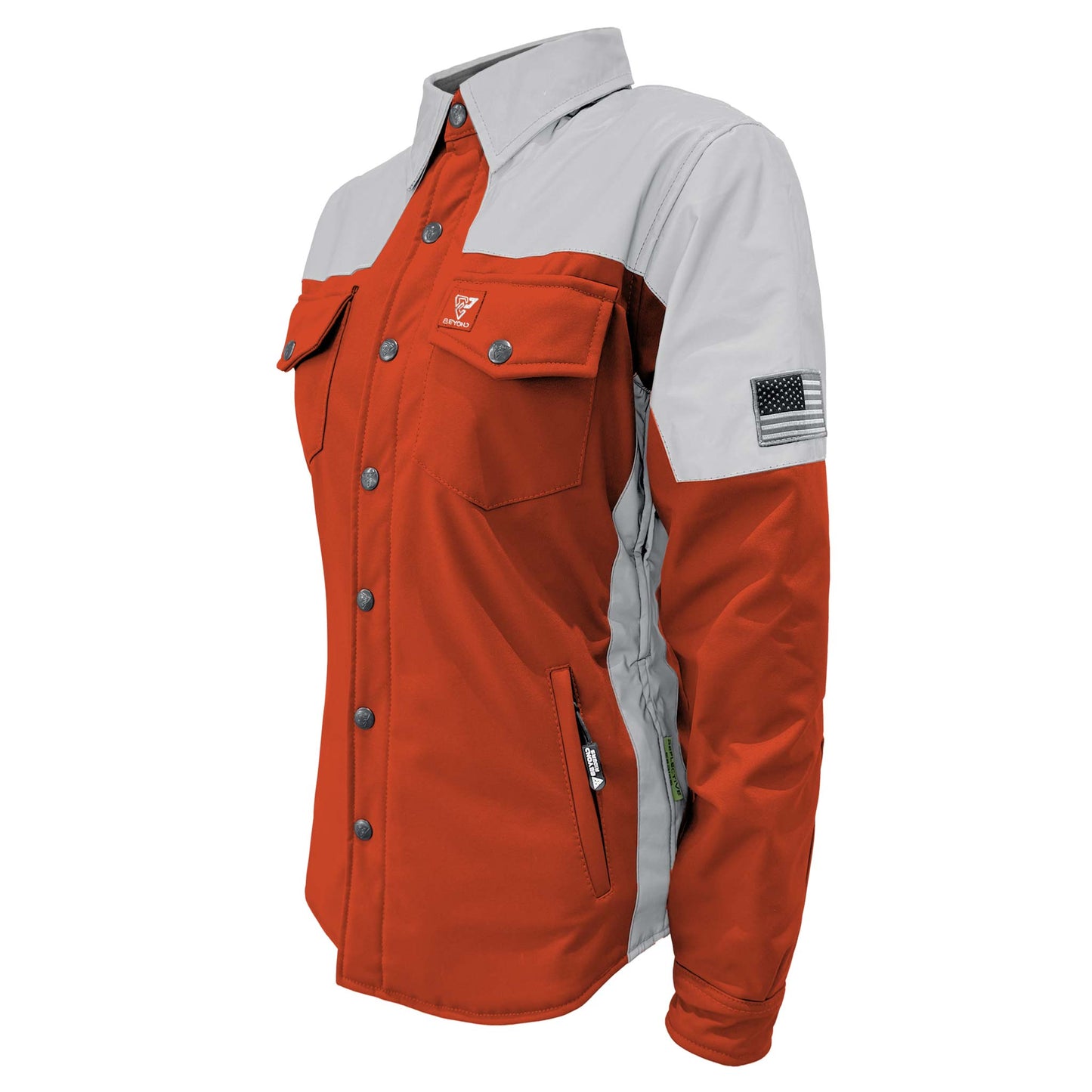 SoftShell Reflective Orange Eclipse Winter Jacket for Women - with Pads