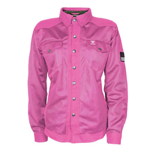 Women's-Summer-Mesh-Shirt-Pink-Solid-Front