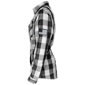 Protective Flannel Shirt for Women - White and Black Checkered with Pads