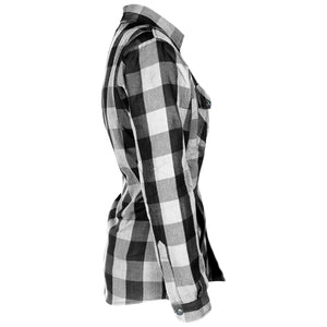 Protective Flannel Shirt for Women - White and Black Checkered with Pads