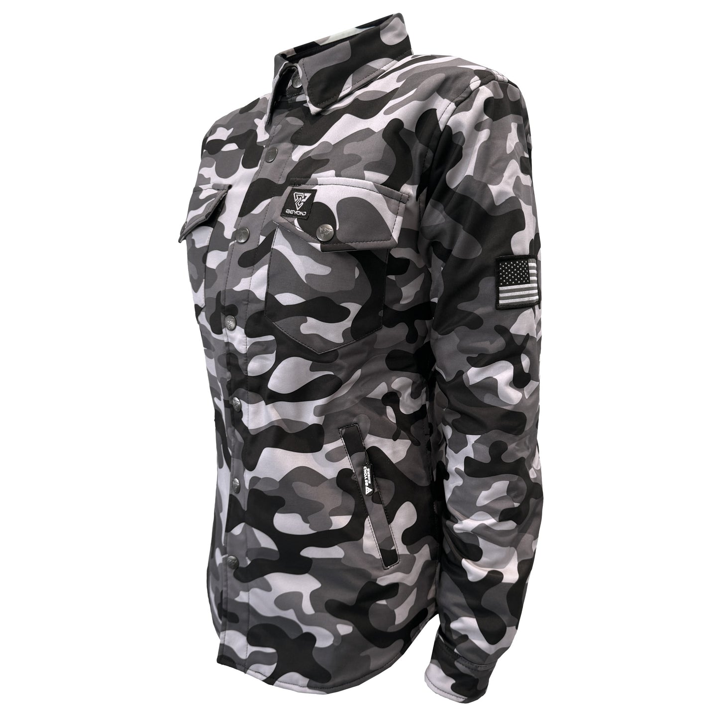 Protective SoftShell Winter Jacket for Women Camouflage Grey Boomer with Pads
