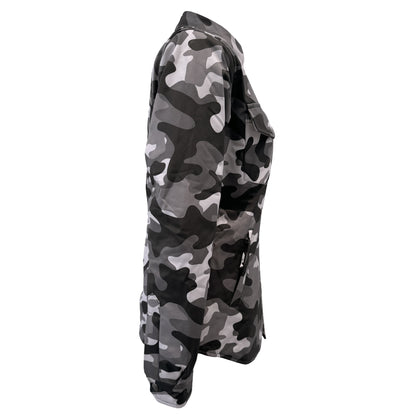 Protective SoftShell Winter Jacket for Women Camouflage Grey Boomer with Pads