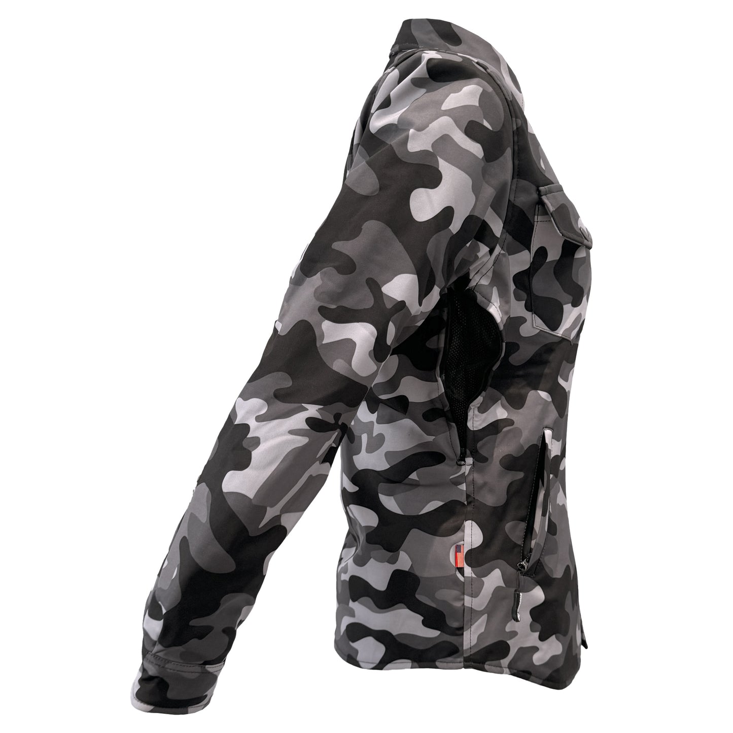 Protective SoftShell Winter Jacket for Women Camouflage Grey Boomer with Pads