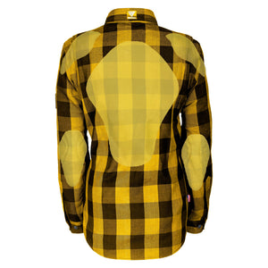 Protective Flannel Shirt for Women - Yellow and Black Checkered with Pads