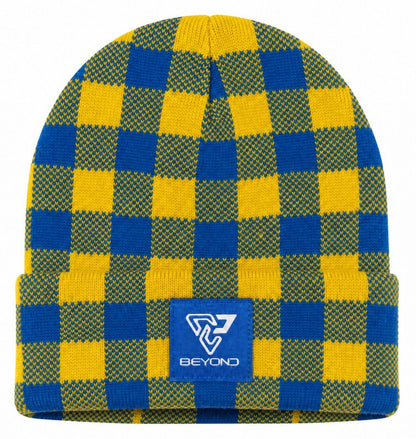 Knit Cuffed Checkered Beanie