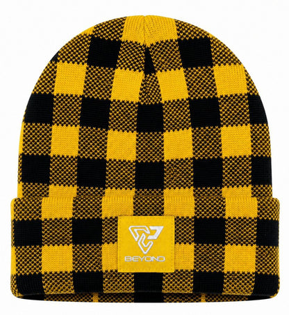 Knit Cuffed Checkered Beanie