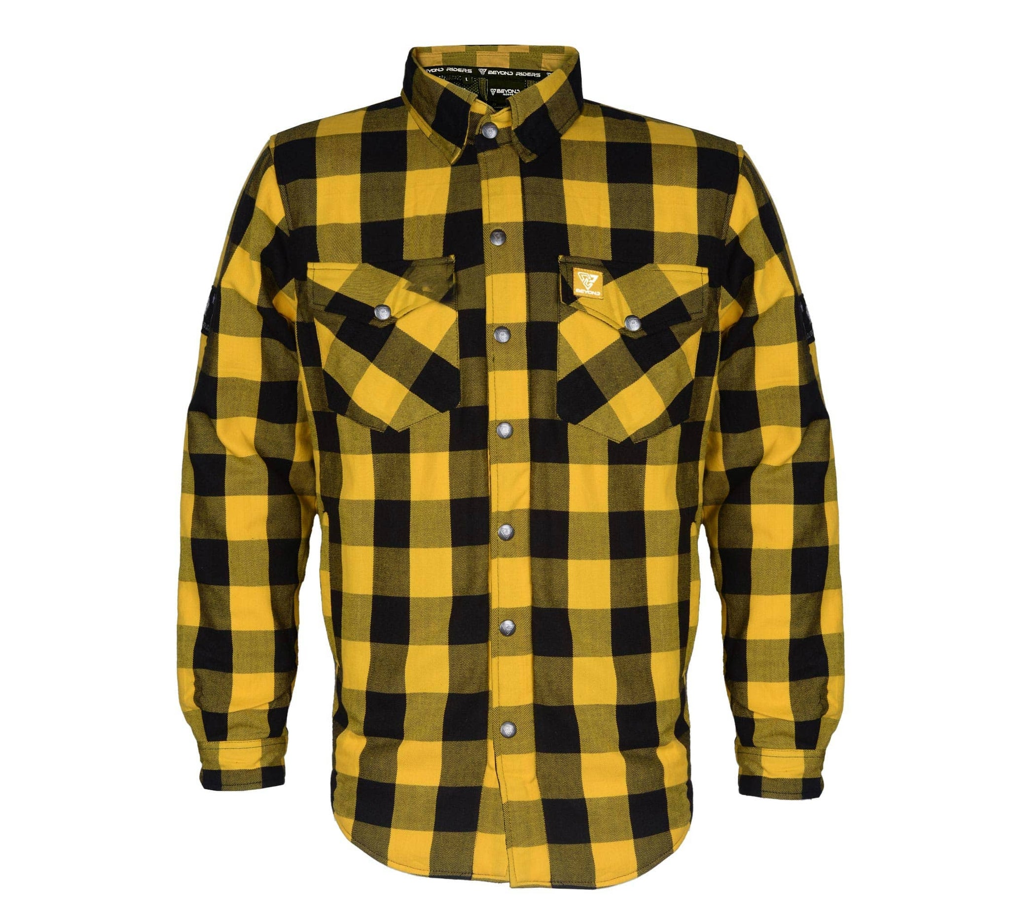 Protective Flannel Shirt "Blaze of Glory" - Yellow and Black Checkered with Pads