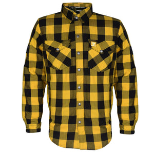 SALE Protective Flannel Shirt "Blaze of Glory" - Yellow and Black Checkered with Pads