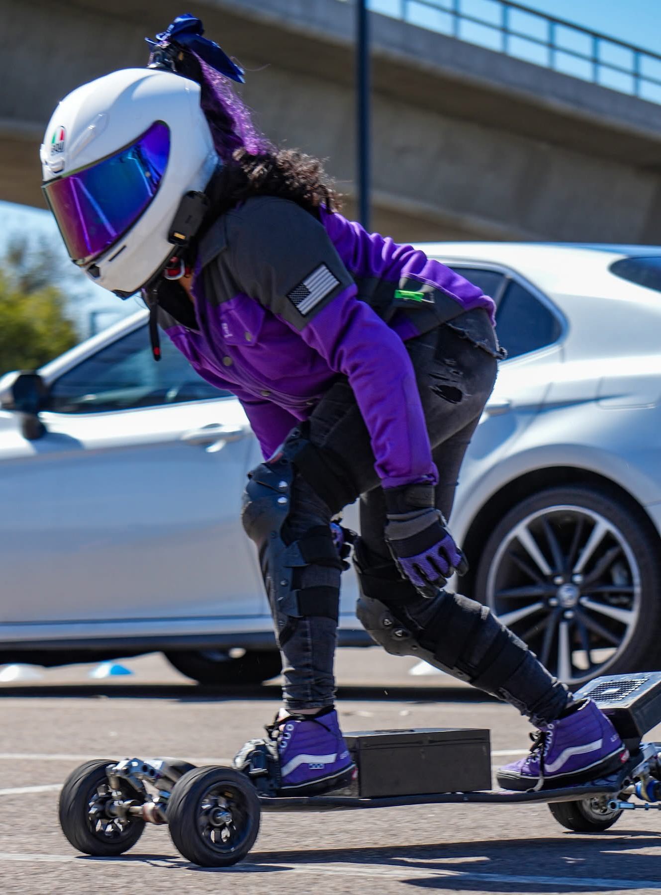 Summer Mesh Reflective Shirt Purple Nebula for Women - with Pads