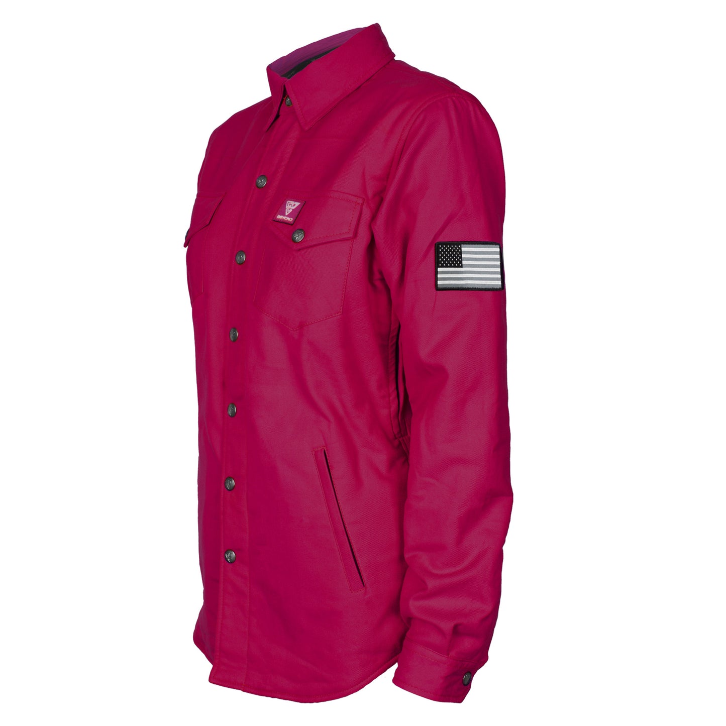 Protective Flannel Shirt for Women - Red Maroon Solid with Pads