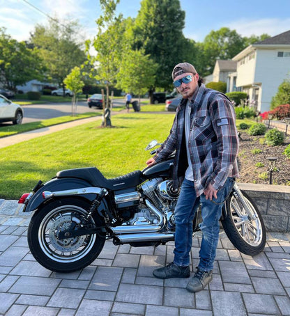 Protective Flannel Shirt For Men - Grey Black Red Checkered with Pads