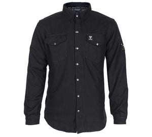 Protective Flannel Shirt - Black Solid with Pads