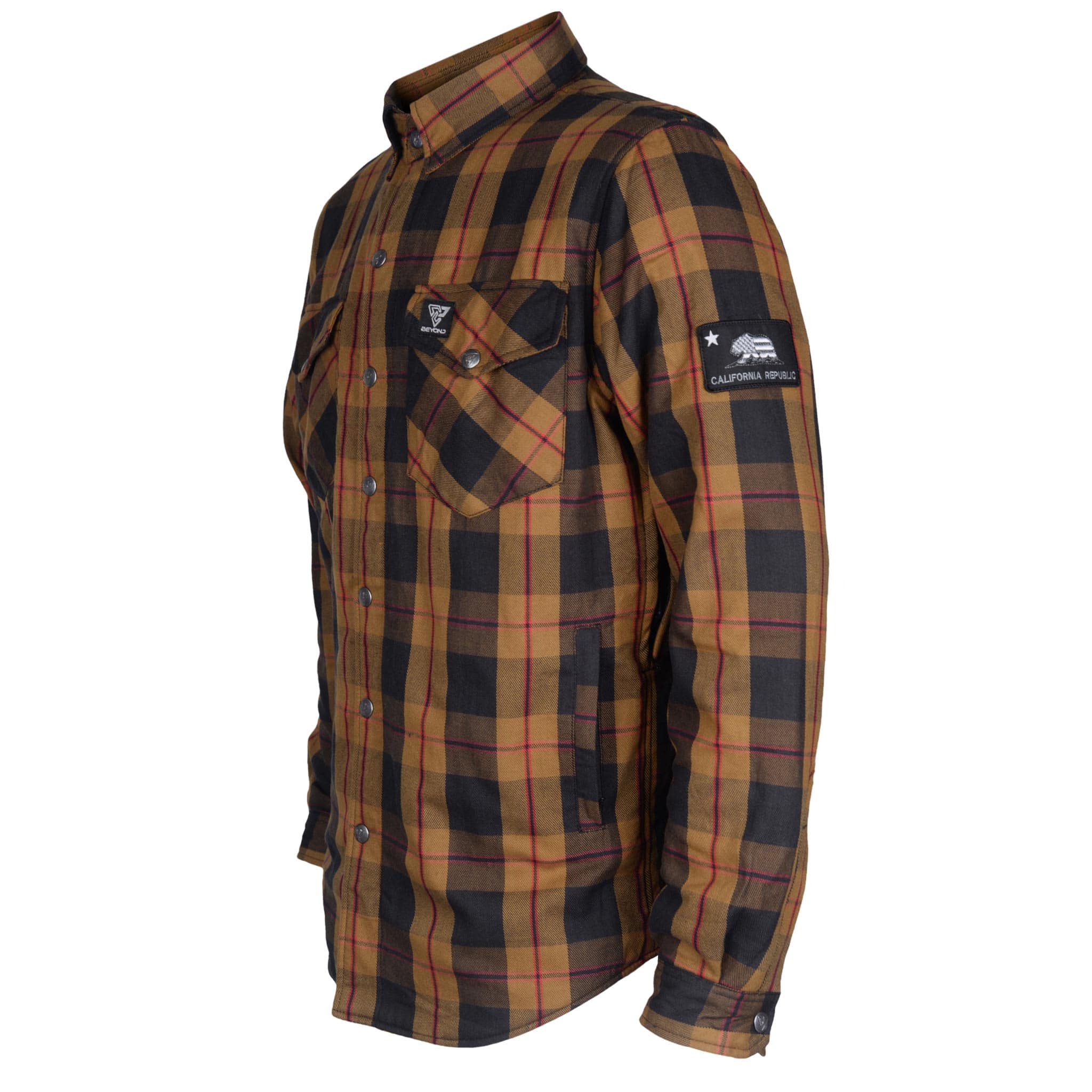 Protective Flannel Shirt "Wild West" - Brown, Black, Red with Pads
