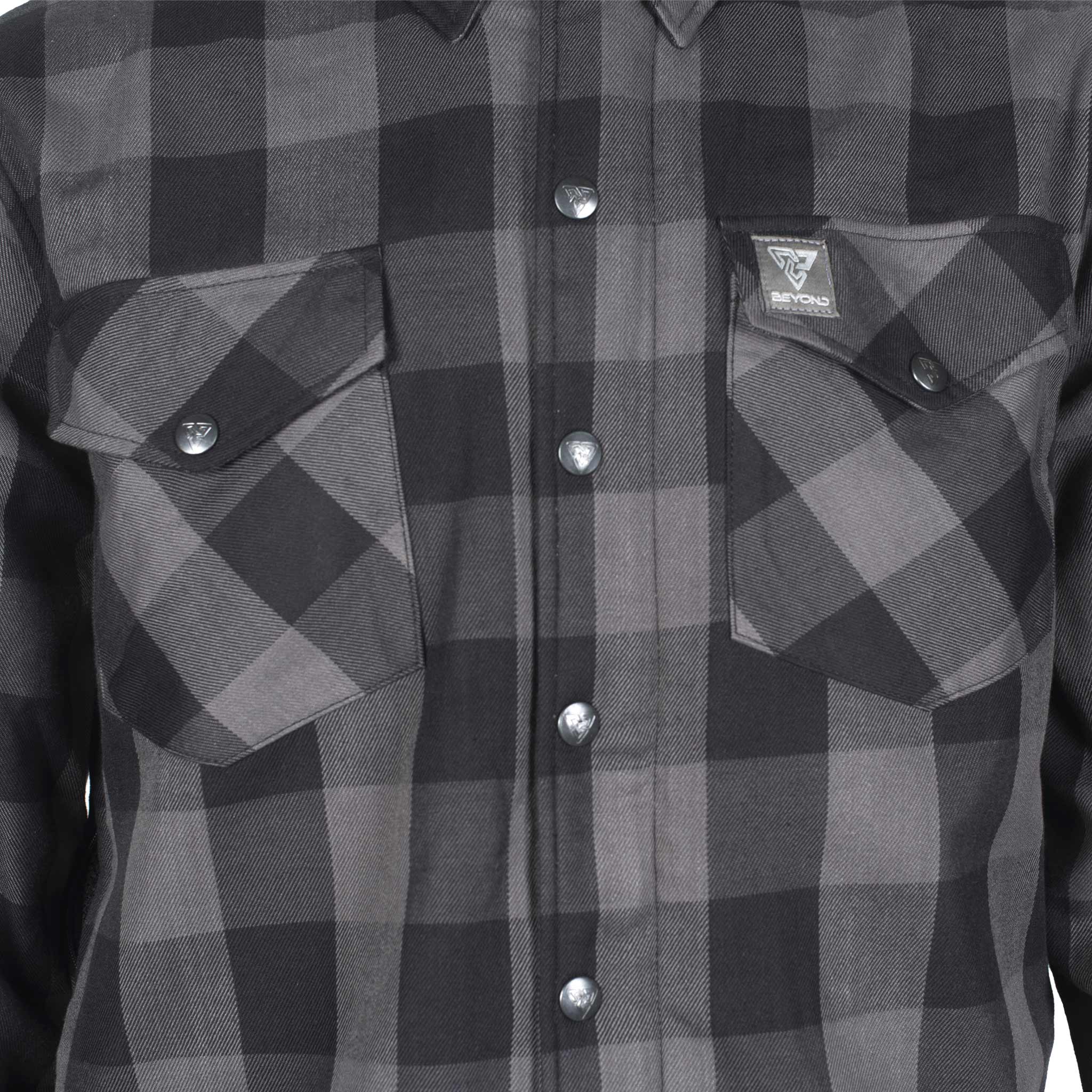 Protective Flannel Shirt - Grey Checkered with Pads