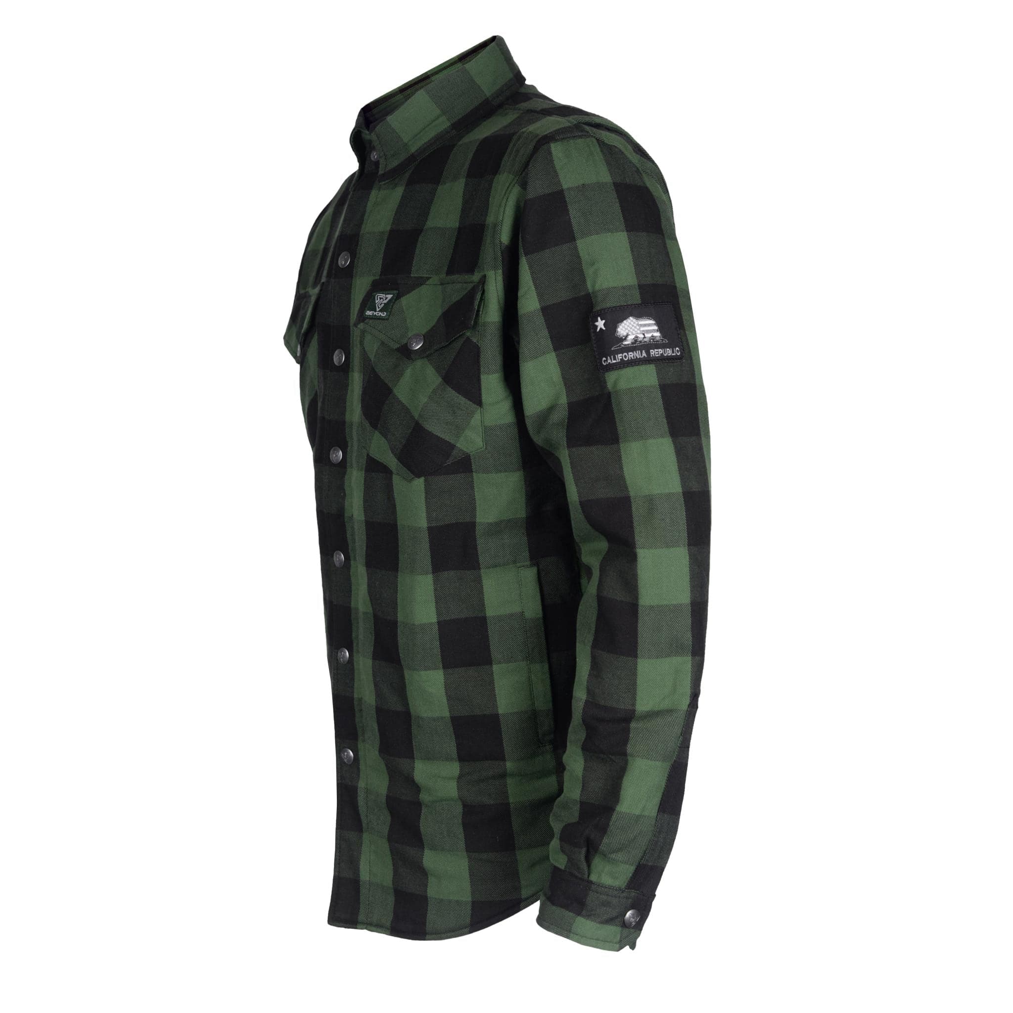 Protective Flannel Shirt "Forest Fury" - Green and Black with Pads