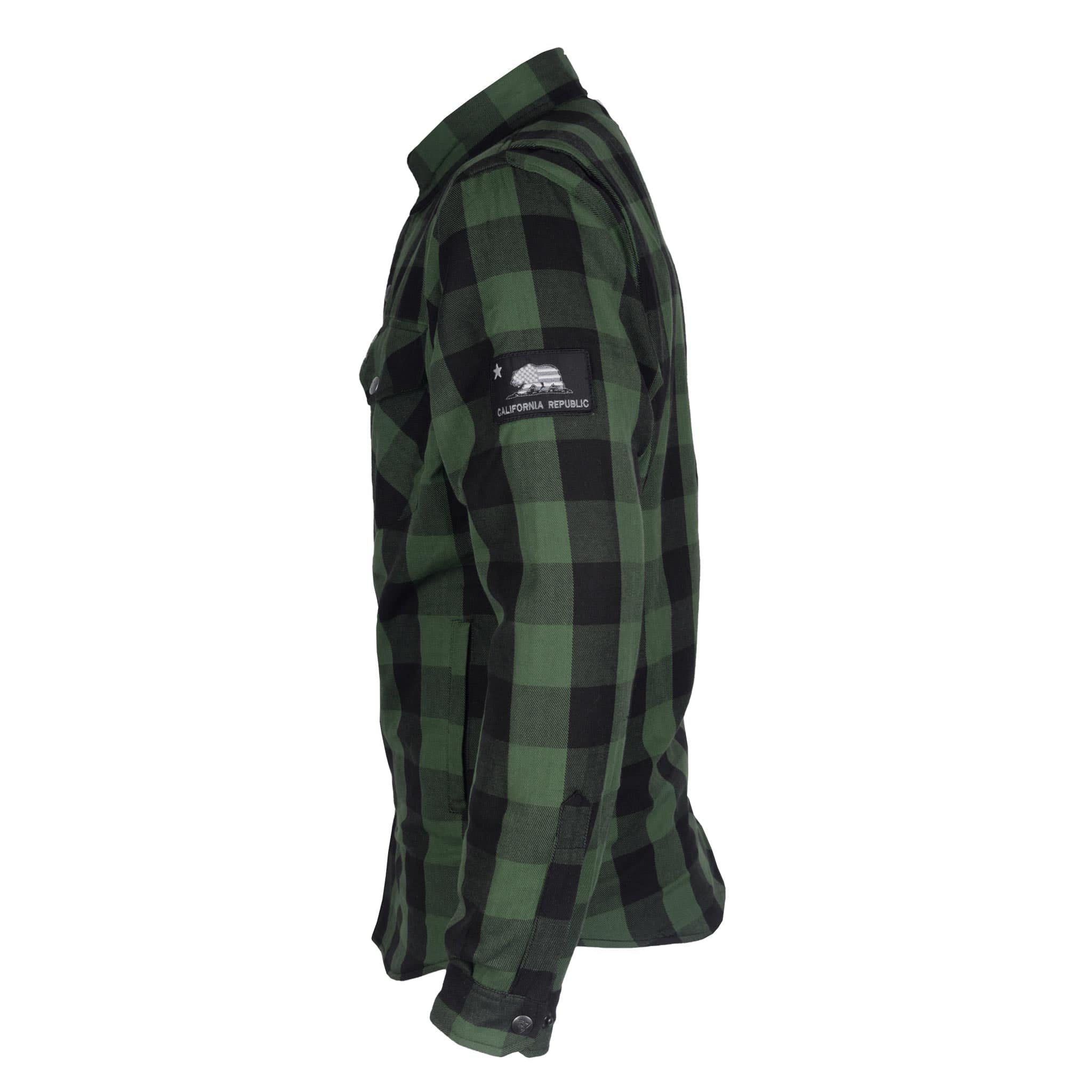 Protective Flannel Shirt "Forest Fury" - Green and Black with Pads