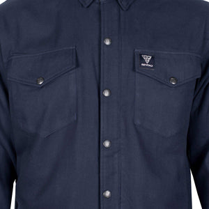 Protective Flannel Shirt - Navy Blue Solid with Pads