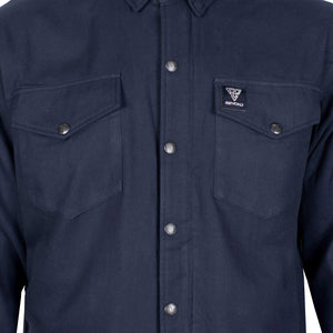 Protective Flannel Shirt - Dark Navy Blue Solid with Pads