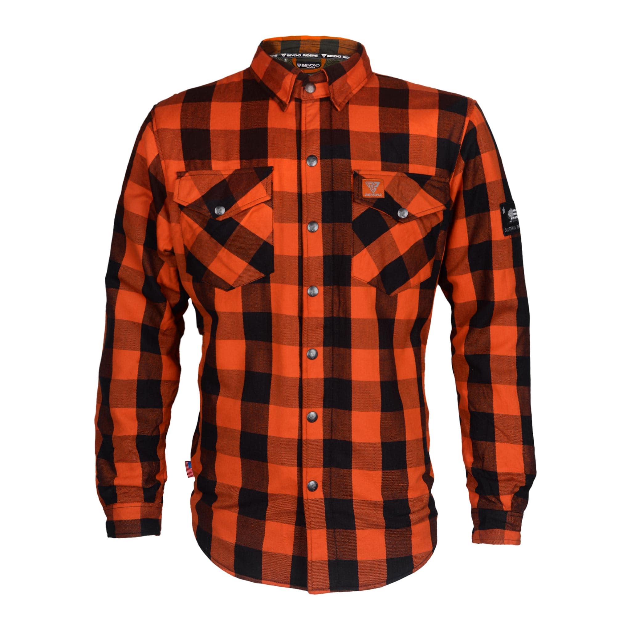 Protective Flannel Shirt "Autumn Blast" - Orange and Black Checkered