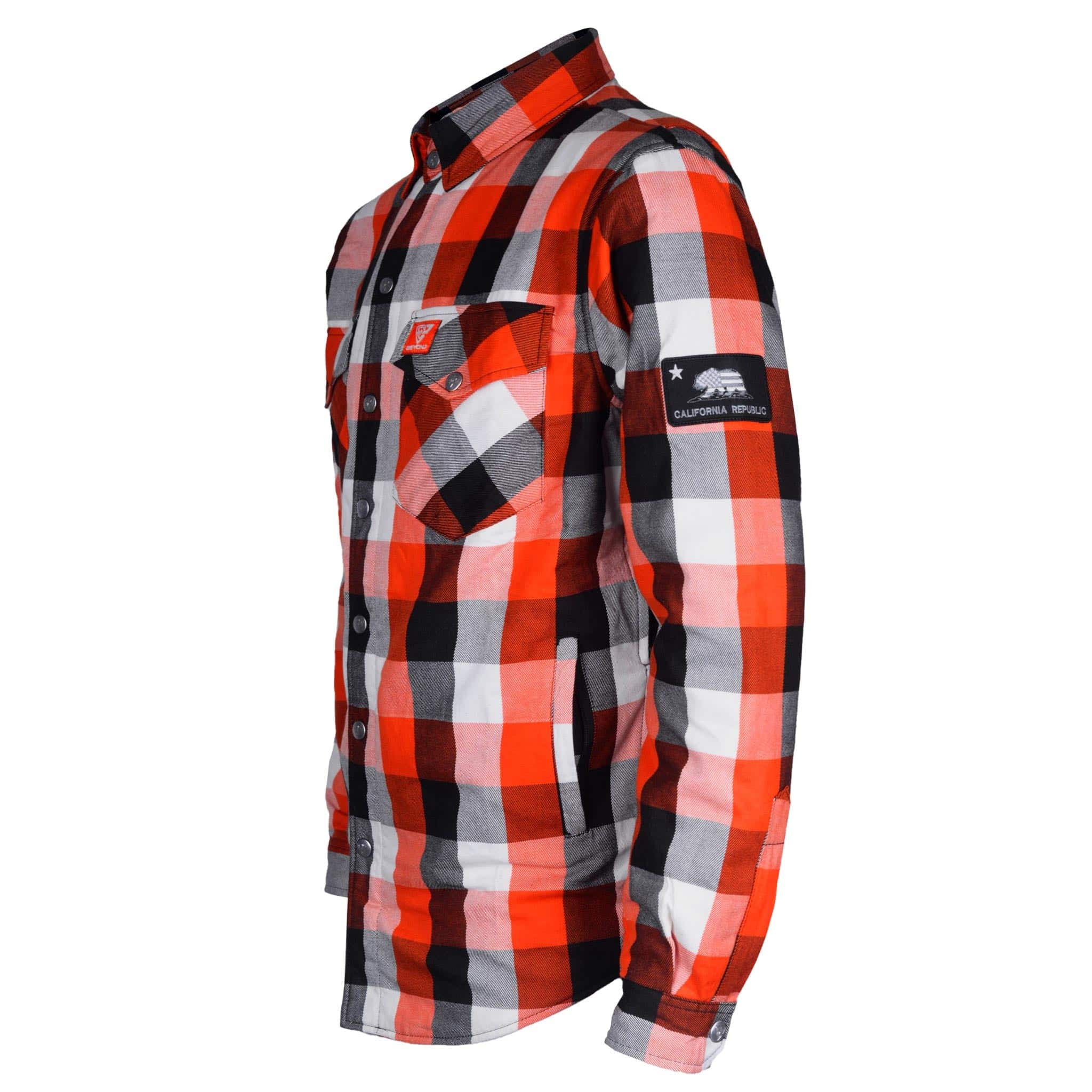 Protective Flannel Shirt "American Dream"  - Red, Black, White Checkered with Pads