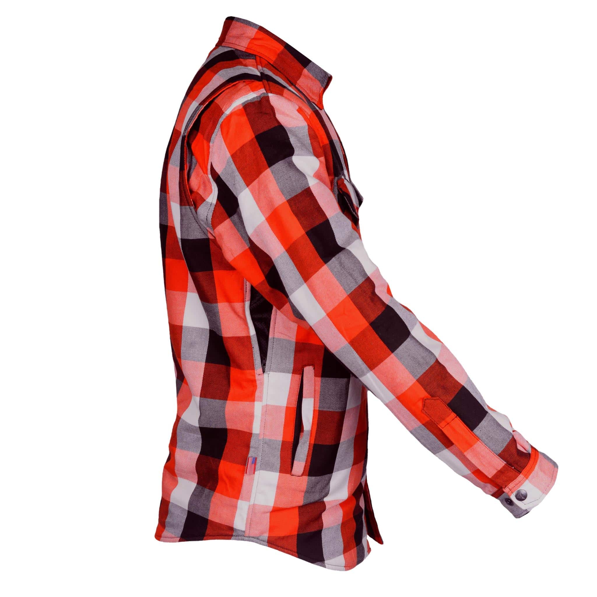 Protective Flannel Shirt "American Dream"  - Red, Black, White Checkered with Pads