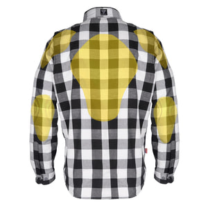 Protective Flannel Shirt "Midnight Ride" - Black and White Checkered with Pads