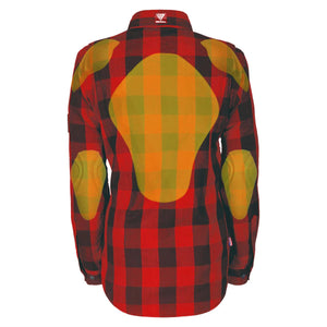 Protective Flannel Shirt for Women - Red Checkered with Pads