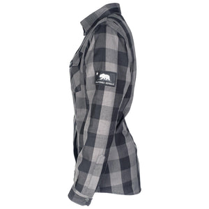 Protective Flannel Shirt for Women - Grey Checkered with Pads