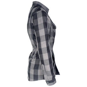 Protective Flannel Shirt for Women - Grey Checkered with Pads