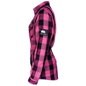 Protective Flannel Shirt for Women - Pink Checkered with Pads