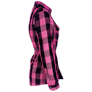 Protective Flannel Shirt for Women - Pink Checkered with Pads
